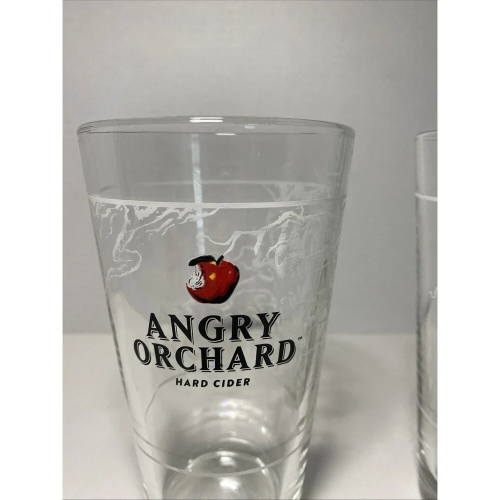 LOT OF 2 Angry Orchard Hard‎ Cider 16 oz Craft Beer Pint Glass